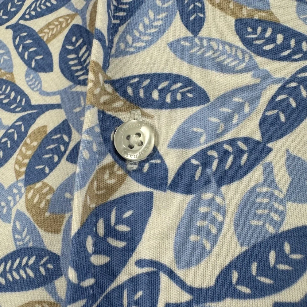 Daniel Cremieux Signature Mens Blue Leaf Print Short Sleeve Button Down Shirt XL